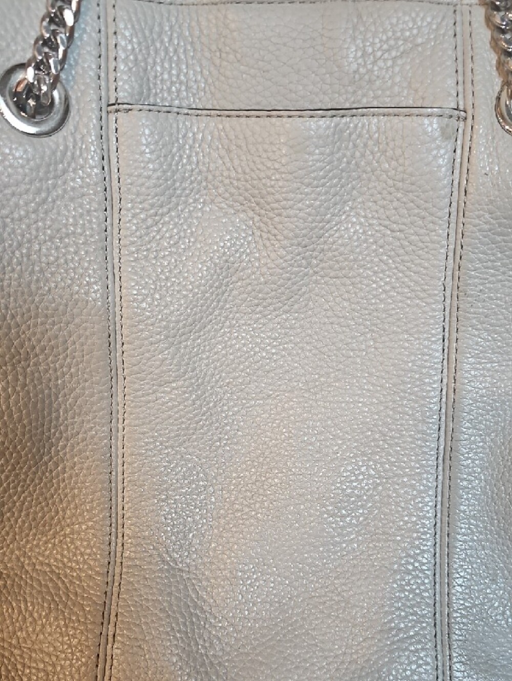 Michael Kors Cream Pebbled Leather Shoulder Tote with Silver Chain - Picture 5 of 12